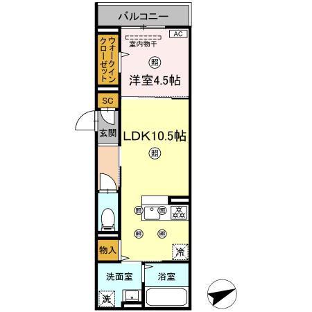 CAMPANELLA船越(1LDK/3階)の間取り写真