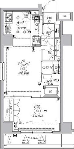 セジョリ武蔵関(1LDK/2階)の間取り写真