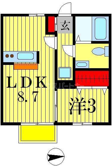 ブルーミングヒル(1LDK/2階)の間取り写真