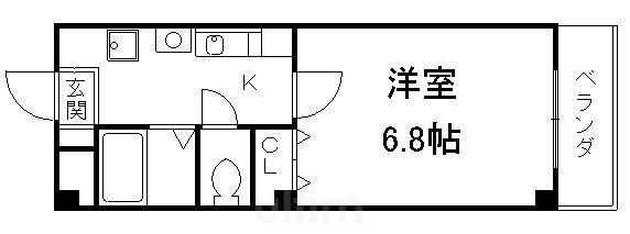 ボヌール深草(1K/3階)の間取り写真