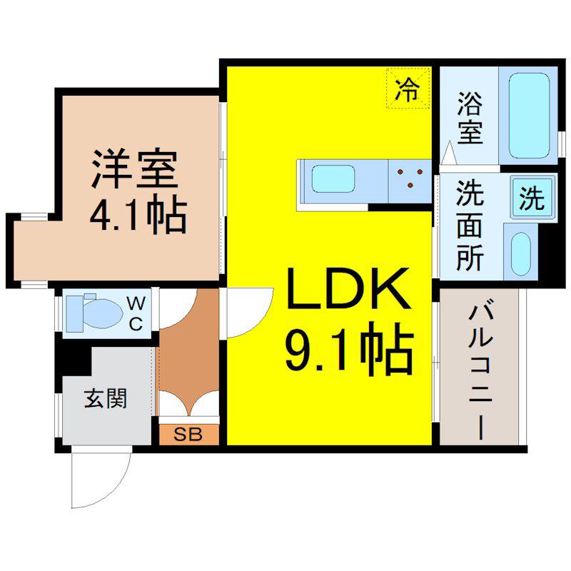 VILLA桜山(1LDK/2階)の間取り写真