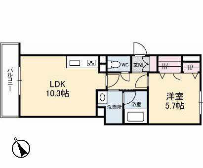アヴニール五日市中央(1LDK/1階)の間取り写真