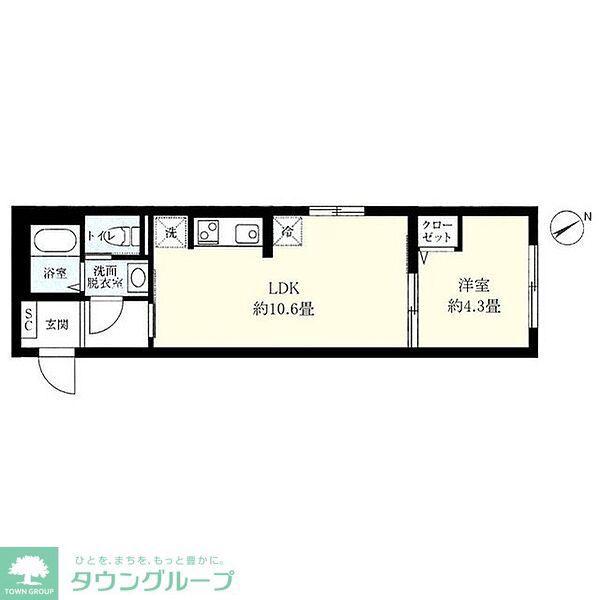 ウェルスクエアイズム荻窪(1LDK/4階)の間取り写真