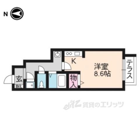 ヴェルドミール嵯峨野(1K/1階)の間取り写真