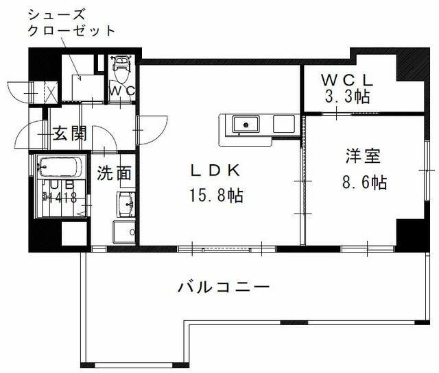 SQUARE152(1LDK/8階)の間取り写真