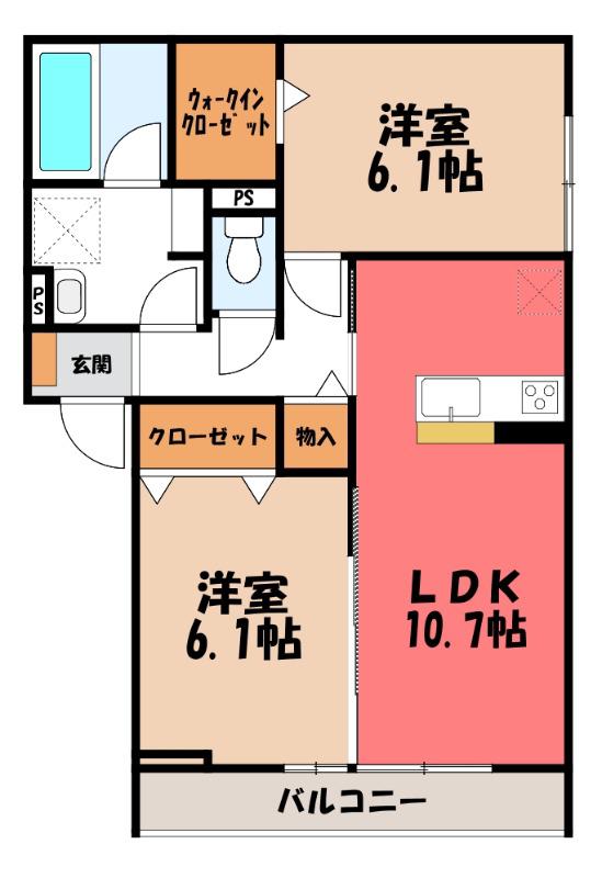 D-GRAN本町(2LDK/3階)の間取り写真