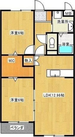セントラーザ上津(2LDK/3階)の間取り写真