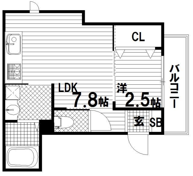 御船D-ROOM(1LDK/1階)の間取り写真
