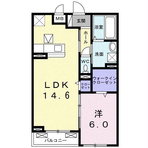 メゾンクロレII(1LDK/2階)の間取り写真
