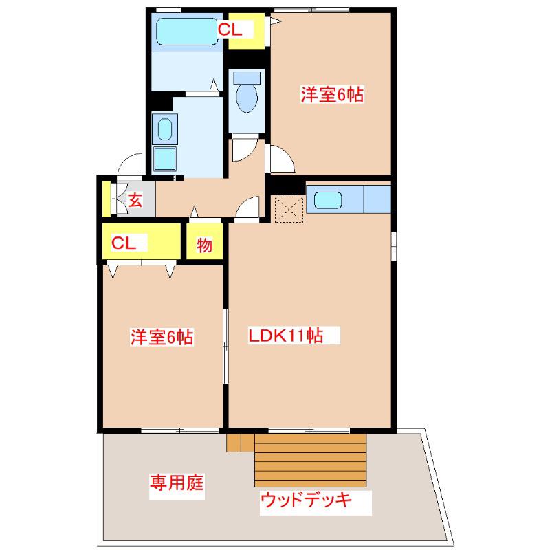 セリシア(2LDK/1階)の間取り写真