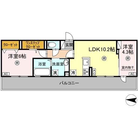 D-ROOM八王寺町(2LDK/2階)の間取り写真