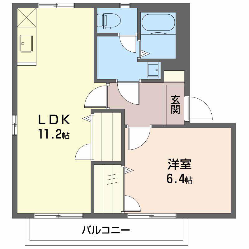 ガーデン・スクウェアA棟(1LDK/2階)の間取り写真