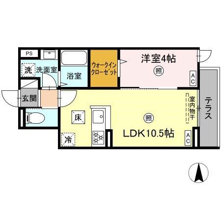 グラナーデ西保木間(1LDK/1階)の間取り写真