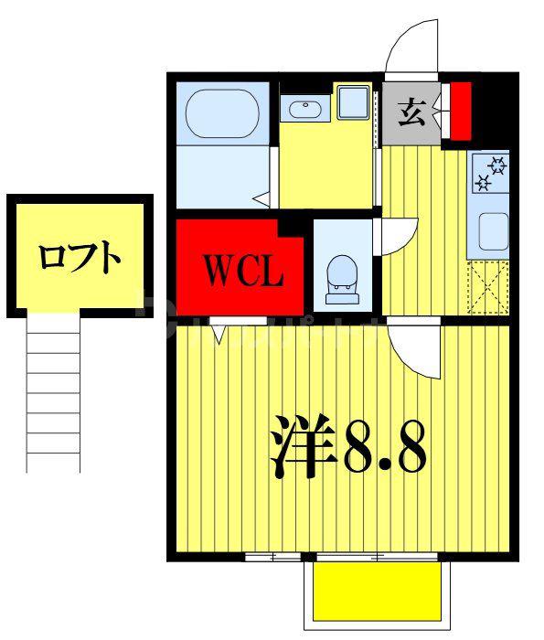 サンモールII(1K/2階)の間取り写真