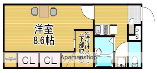 アルバトラモント早良(1K/1階)の間取り写真