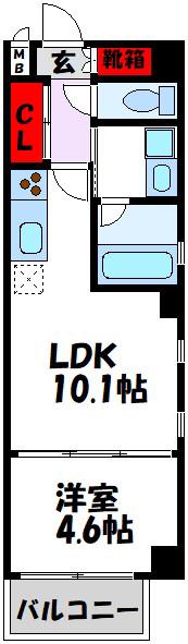 ヴィラージュ天神南弐番館(1LDK/6階)の間取り写真