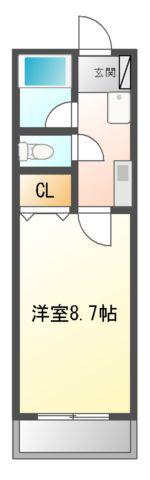 ベルアージュ末広(1K/2階)の間取り写真