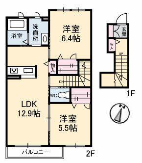 シャーメゾン エバーグリーン(2LDK/2階)の間取り写真