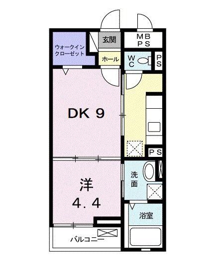 パレス アムールII(1DK/2階)の間取り写真