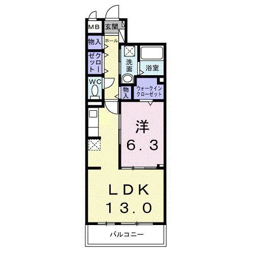 ブルーム(1LDK/3階)の間取り写真