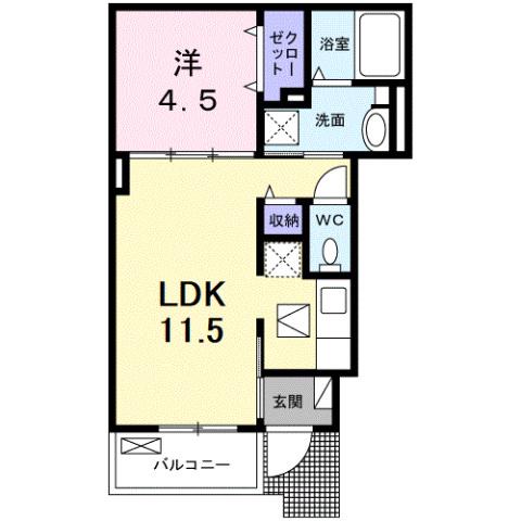 メゾン リアリ(1LDK/1階)の間取り写真