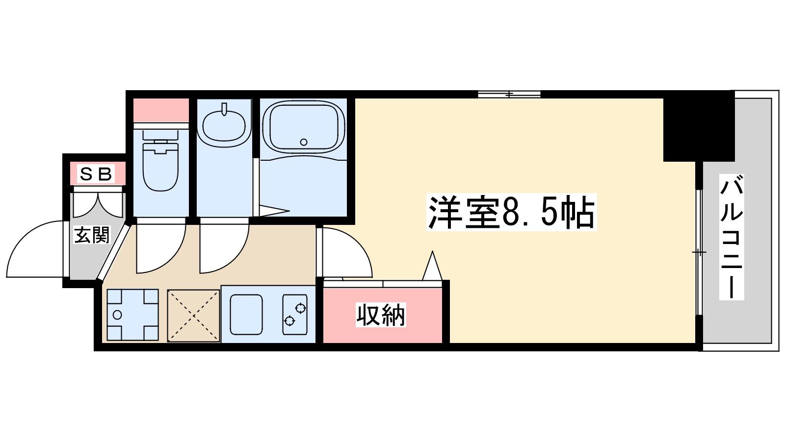ラグゼ淡路2(1K/12階)の間取り写真