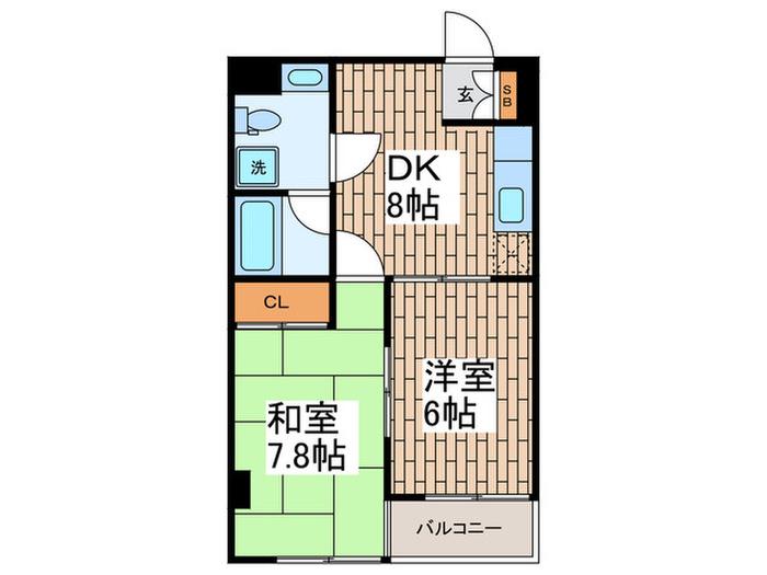 ノアール(2DK/2階)の間取り写真