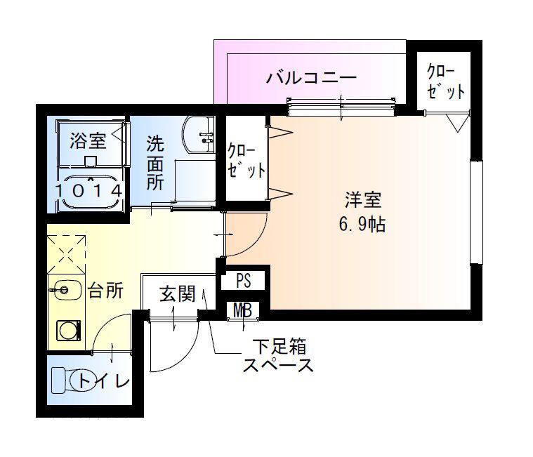フジパレス尼崎東園田ウエスト(1K/2階)の間取り写真