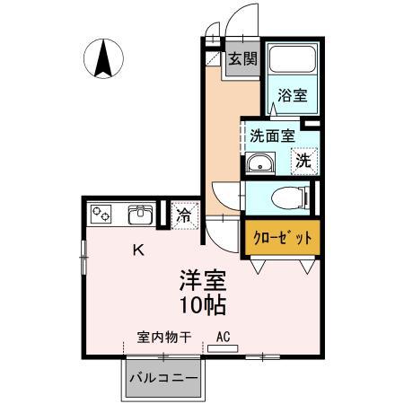 セントラルヴィレッジB棟(ワンルーム/2階)の間取り写真