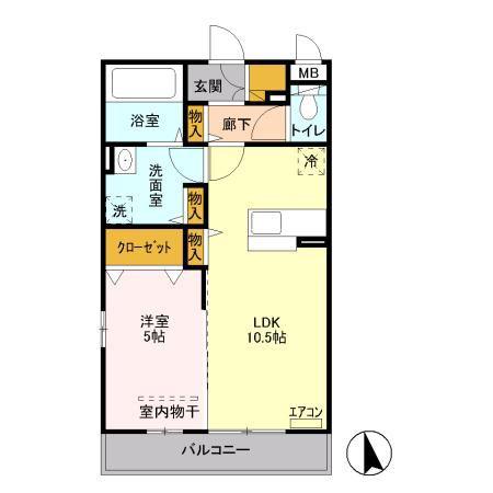 クラール/サンローブ クラール(1LDK/3階)の間取り写真