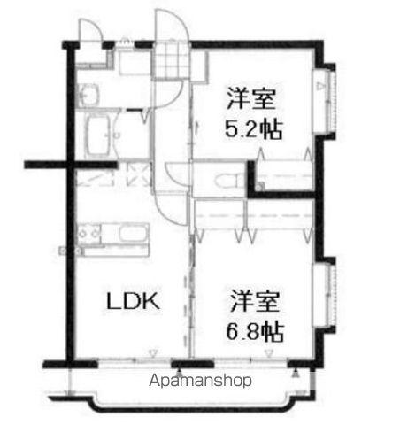 アンシャンテII(2DK/4階)の間取り写真