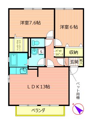 ルプランタン(2LDK/1階)の間取り写真