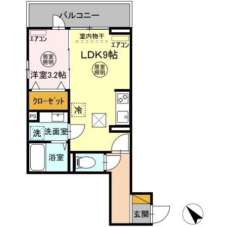 ガルデ妙典(1LDK/1階)の間取り写真