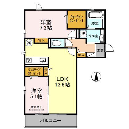 ル・フルーレ(2LDK/2階)の間取り写真