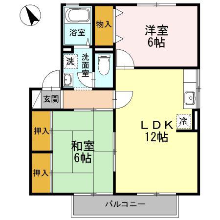 ウィステリア・パディーB(2LDK/2階)の間取り写真
