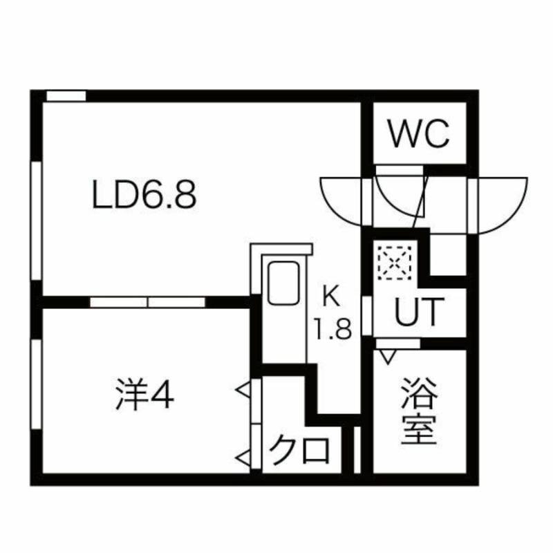 BURANO学園前(1LDK/4階)の間取り写真