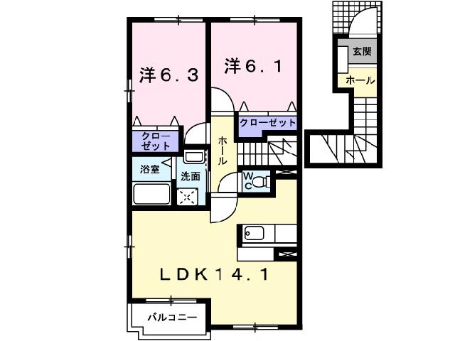 フラン・プロムナード(2LDK/2階)の間取り写真