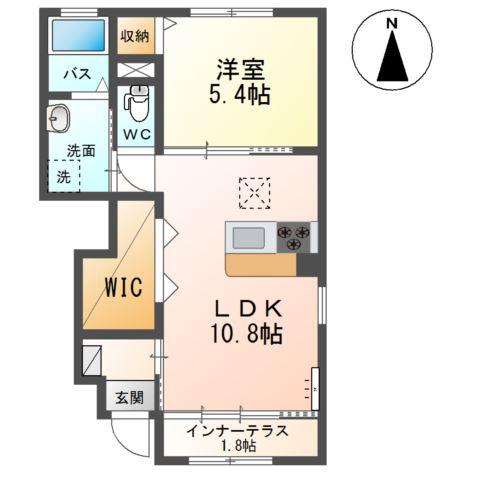 エクレール館向(1LDK/1階)の間取り写真
