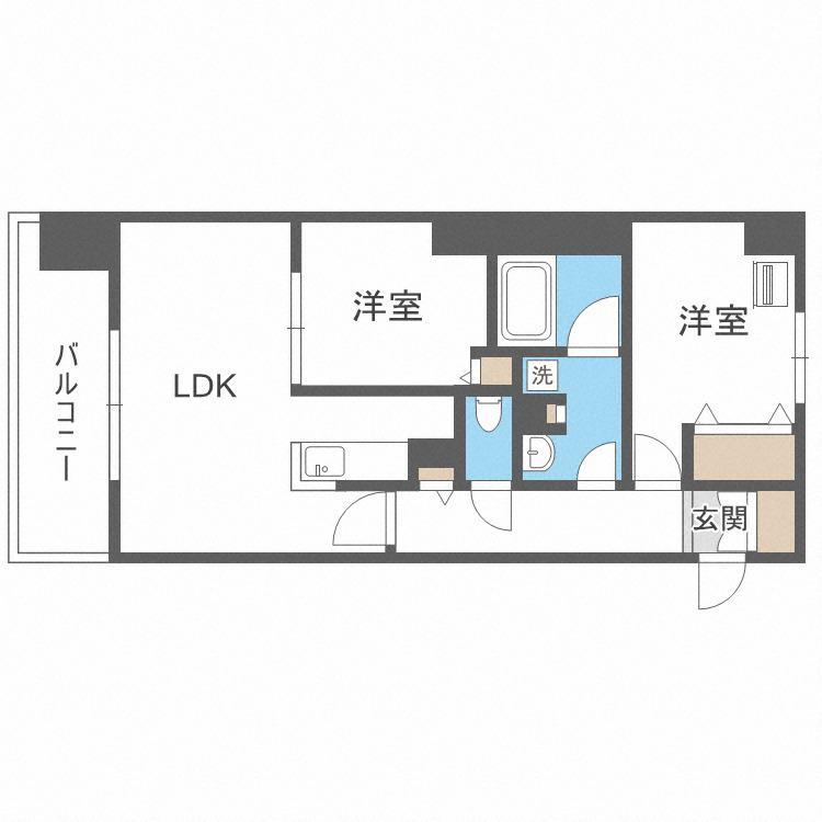 JP NOIE 円山表参道(2LDK/12階)の間取り写真