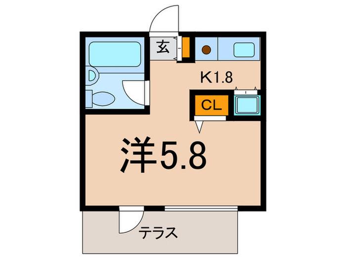 カステイリア高津(1K/1階)の間取り写真