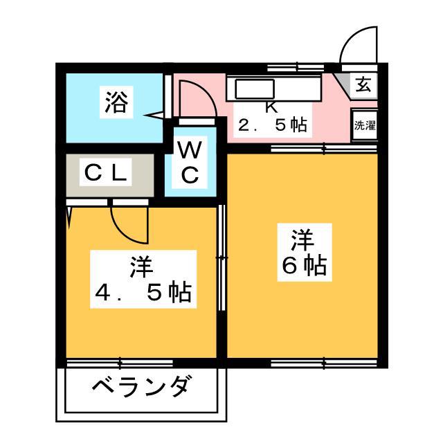 三ツ境マンション(2K/2階)の間取り写真
