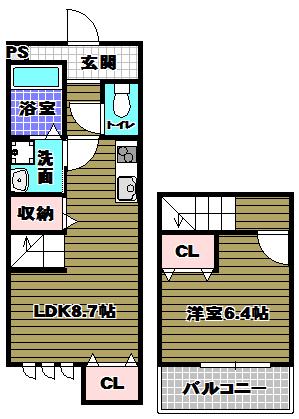 スリーハーブズ狭山II番館(1DK/1階)の間取り写真