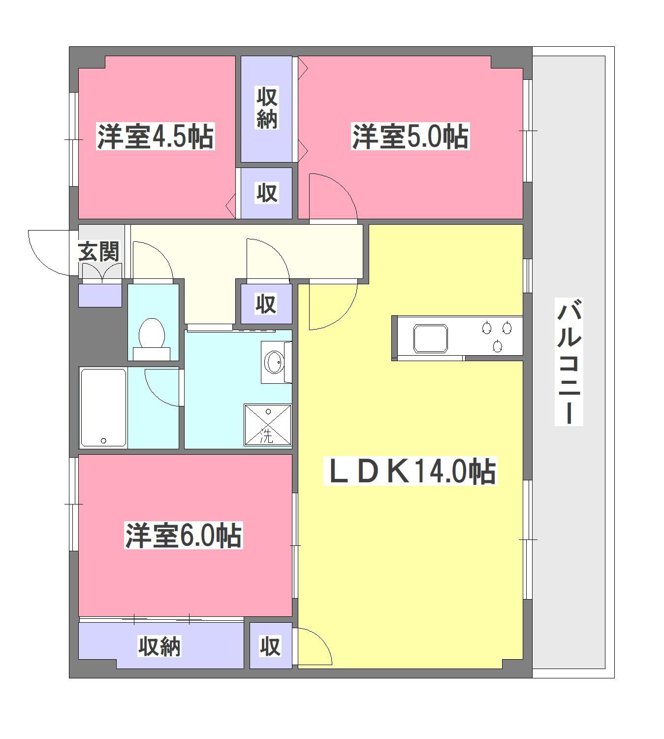 JUN青葉町コート(3LDK/3階)の間取り写真
