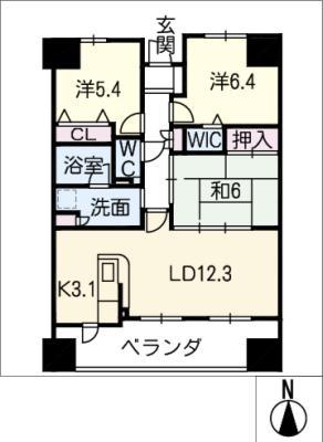 ネオグランデ大林(3LDK/8階)の間取り写真