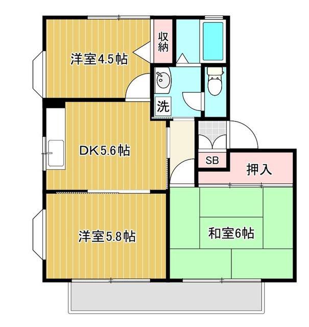 シャトルファーム(3DK/2階)の間取り写真