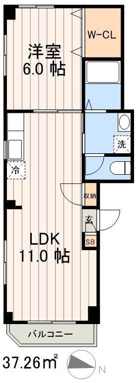 ヨシミハイツ(1LDK/1階)の間取り写真