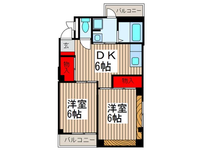 三笠ハイツ(2DK/3階)の間取り写真