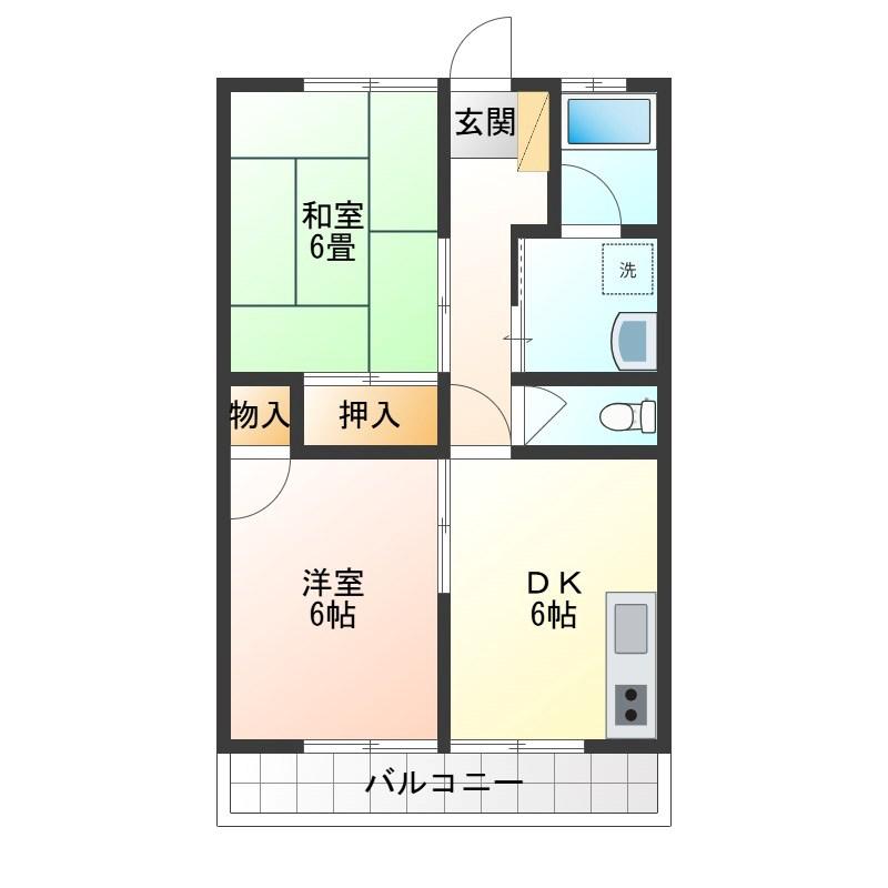 シンフォニー1号館(2DK/2階)の間取り写真