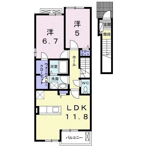 ラフォーレシス(2LDK/2階)の間取り写真