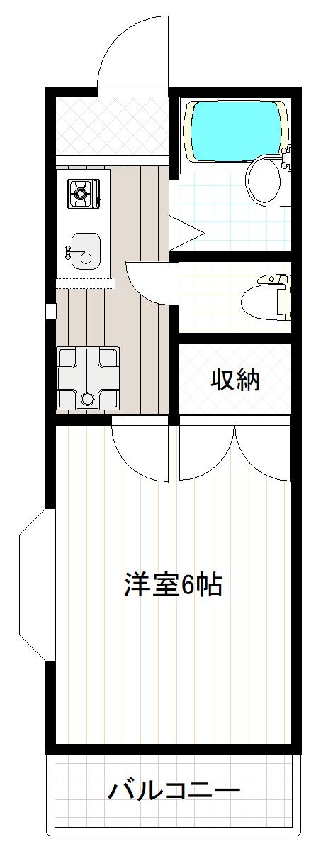 第二サンセール平山(1K/1階)の間取り写真